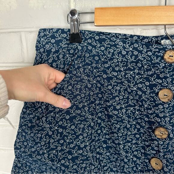 Fat Face Navy Patterned Button Front 100% Cotton Skirt Size 16 - Picture 8 of 9